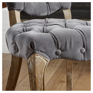 Sunvega Set of 2 Tufted Velvet Upholstered Chairs with Curved Wood Legs