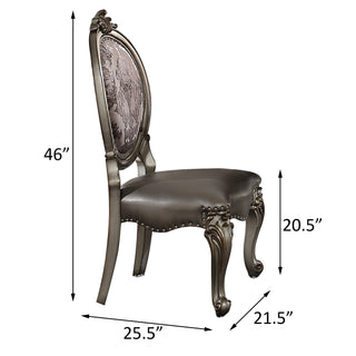 Sunvega Upholstered Floral Faux Leather Side Chairs with Nailhead Trim and Cabriole Legs