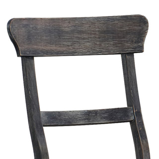 Sunvega Farmhouse Style Weathered Grey Side Chairs with Padded Seat and Turned Legs