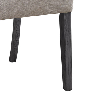 Sunvega Beige Linen Upholstered Tufted Back Side Chairs with Grey Legs Set of 2