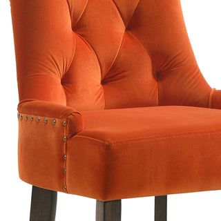 Sunvega Orange and Weathered Oak Tufted Back Side Chairs with Nailhead Trim Set of 2
