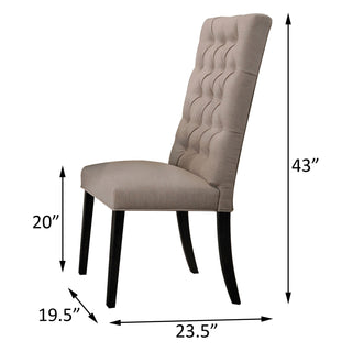 Sunvega Tan Linen Upholstered Button Tufted Parson Chairs with Wooden Legs Set of 2