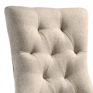 Sunvega Beige and Weathered Oak Tufted Back Parson Chairs with Sturdy Wood Legs