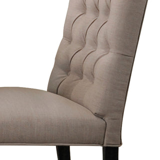 Sunvega Tan Linen Upholstered Button Tufted Parson Chairs with Wooden Legs Set of 2