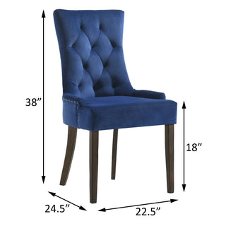 Sunvega Blue and Weathered Oak Tufted Upholstered Side Chairs with Nailhead Trim
