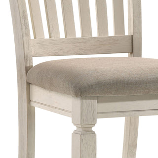 Sunvega Tan and Cream Upholstered Side Chair with Slatted Wood Back and Padded Seat