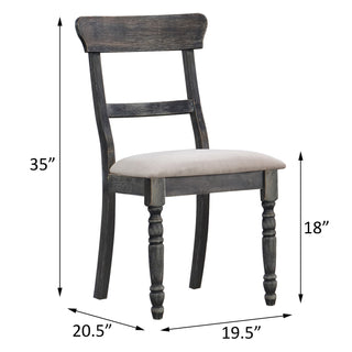 Sunvega Farmhouse Style Weathered Grey Side Chairs with Padded Seat and Turned Legs