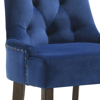 Sunvega Blue and Weathered Oak Tufted Upholstered Side Chairs with Nailhead Trim