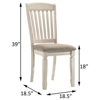 Sunvega Tan and Cream Upholstered Side Chair with Slatted Wood Back and Padded Seat