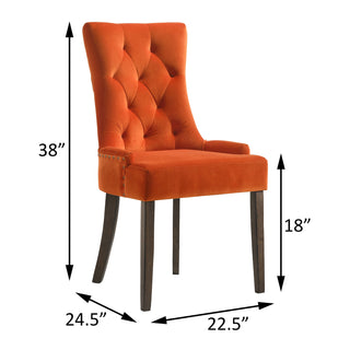 Sunvega Orange and Weathered Oak Tufted Back Side Chairs with Nailhead Trim Set of 2