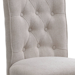 Sunvega Beige Linen Upholstered Tufted Back Side Chairs with Grey Legs Set of 2