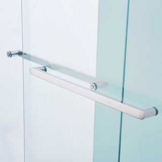 Sunvega 56-60"W x 60"H Frameless Double Sliding Tub Shower Door with Matte Black Finish