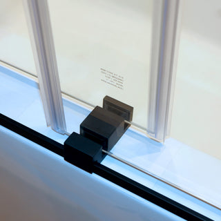 Sunvega 56-60"W x 60"H Frameless Double Sliding Tub Shower Door with Matte Black Finish