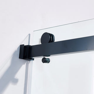 Sunvega 56-60"W x 60"H Frameless Double Sliding Tub Shower Door with Matte Black Finish