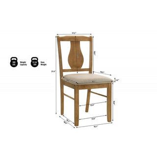 Sunvega Antique Natural Oak Wood 5 Piece Dining Set with Cushioned Chairs