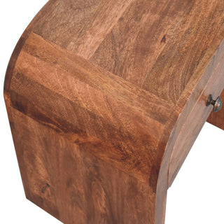 Sunvega Honey Caramel Solid Wood Bedside Table with One Drawer Storage