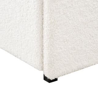 Sunvega Queen Size Ivory Boucle Upholstered Platform Bed with 4 Storage Drawers