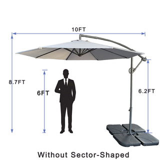 Sunvega Banana Shaped 10ft Offset Patio Umbrella with Easy Tilt Adjustment and Crank