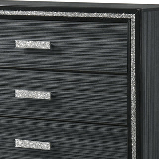Sunvega Weathered Black Finish Nightstand with Two Spacious Storage Drawers