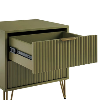 Sunvega Modern Glam Nightstand with Gold Metal Handles and Splayed Legs for Bedroom