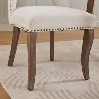Sunvega Modern Fabric Upholstered Dining Chairs Set of 2 with Hollow-out Design and Curved Backrest