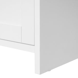 Sunvega White Rattan Wardrobe Armoire with 3 Drawers and Anti-Tip for Bedroom