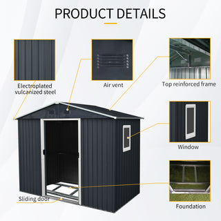 Sunvega 8ft x 4ft Outdoor Metal Storage Shed With Window and Metal Foundation