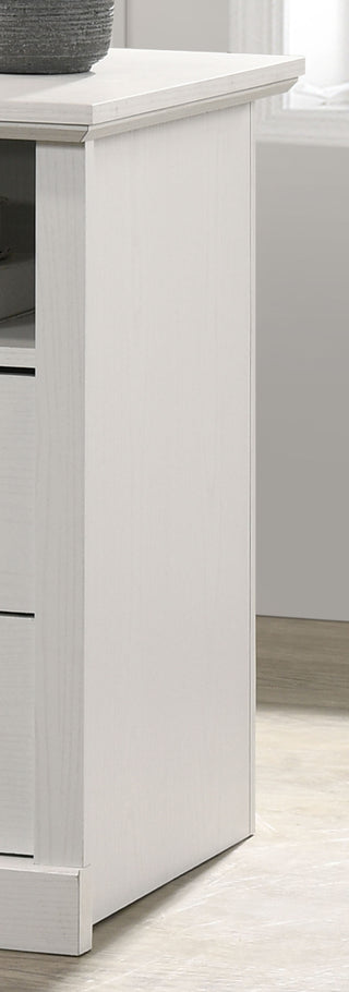 Sunvega White 2-Drawer Nightstand with USB Charging Ports and Open Shelf