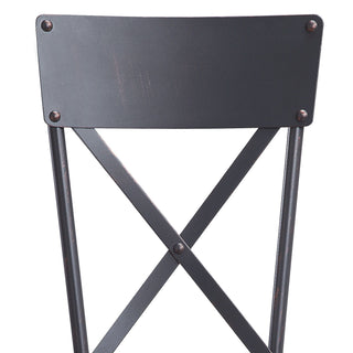 Sunvega Edina Gray Fabric and Oak Side Chair with X Back Frame Set of 2