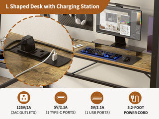 Sunvega Twin Metal Loft Bed with L-Shaped Desk, Charging Station and Safety Guardrails
