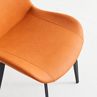 Sunvega Orange PU Leather Dining Chairs with Black Printed Iron Legs Set of 2