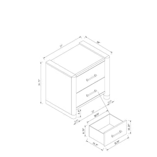 Sunvega Sarai Brown Nightstand with Spacious Drawers and Acrylic Handles