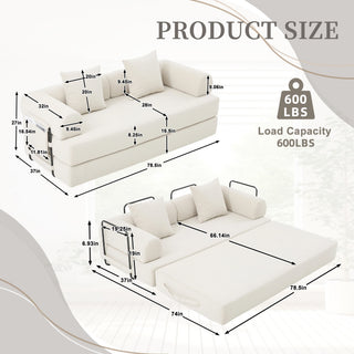 Sunvega Foldable Compressible Sofa with Metal Frame and Cushions for Small Spaces