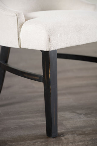 Sunvega Transitional Black and Beige Wingback Arm Chairs with Welt and Angled Legs