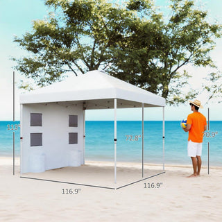 Sunvega 10x10 ft American Flag Print Party Tent with Adjustable Height and Sidewall