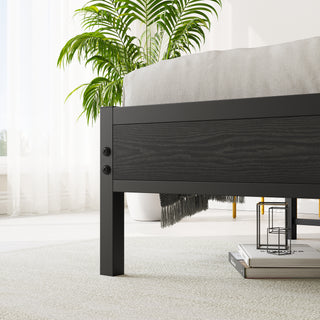 Sunvega Full Size Bed Frame with Storage Headboard and Charging Station Outlets