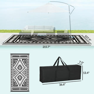 Sunvega Reversible Outdoor Rug with Protective Coating and Strap Stakes for Patio