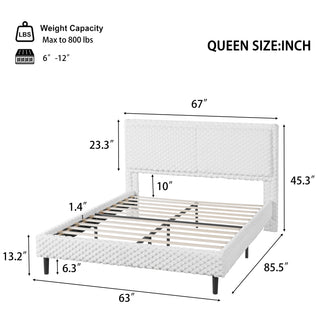 Sunvega Plush Soft Bed with Dual-Zone Backrest for Bedroom, Queen Size