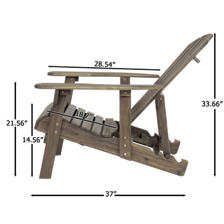 Sunvega Folding Acacia Wood Adirondack Chair with Slatted Seat and Rustic Design