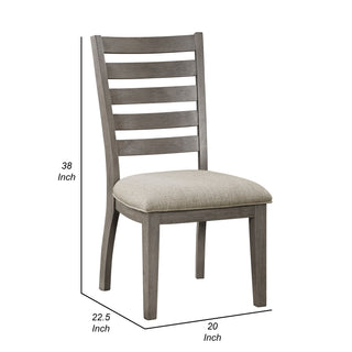 Sunvega Set of Two Gray Ladder Back Side Dining Chairs with Beige Cushioned Seat