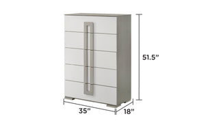 Sunvega Sleek White Finish Tall Chest with Multiple Drawers for Maximum Storage