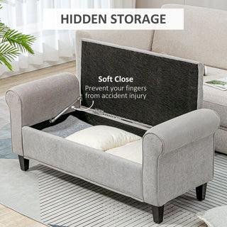 Sunvega Upholstered Tufted Storage Ottoman Bench with Rolled Arms for Bedroom