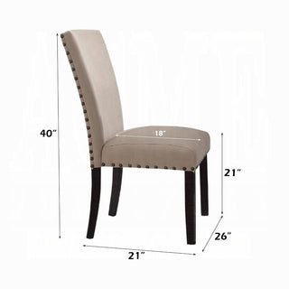 Sunvega Contemporary Linen and Dark Oak Finish Parson Dining Chairs Set of 2
