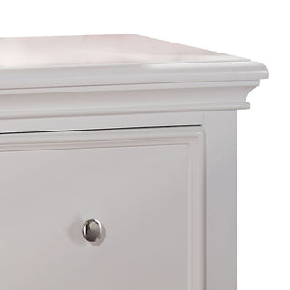 Sunvega White Transitional Nightstand with Two Drawers and Metal Knobs