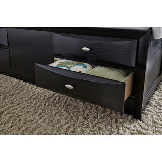 Sunvega Lucille Black Nightstand with Spacious Drawers and Chambered Fronts