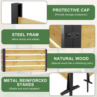 Sunvega Cedar Wood Privacy Screen Panel with Sturdy Aluminum Frame for Outdoor