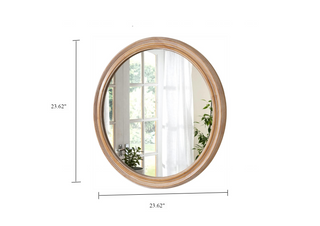 Sunvega 27.5 Inches Round Distressed Vintage Wooden Farmhouse Wall Mirror