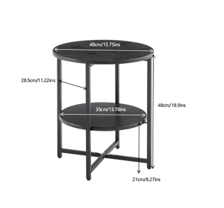 Sunvega Small Round Side Table with 2 Tiers for Bedroom Living Room Farmhouse