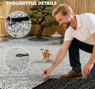 Sunvega Reversible Outdoor Rug with Protective Coating and Strap Stakes for Patio