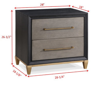 Sunvega Contemporary Dark Wood Nightstand with Brushed Gold Hardware and Tapered Legs